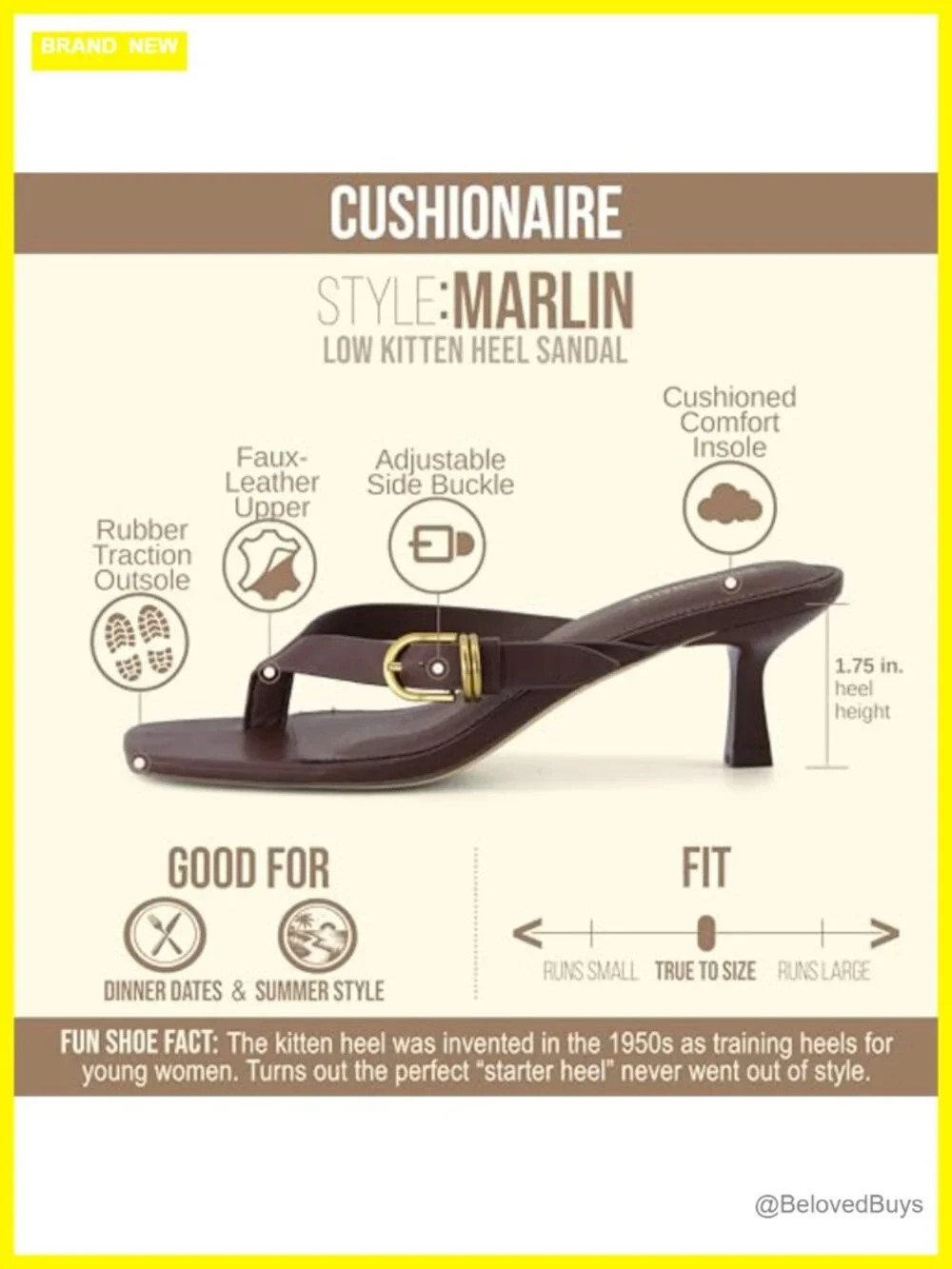 Cushionaire Marlin Low Kitten Heels, Women's Dressy Sandals with Adjustable